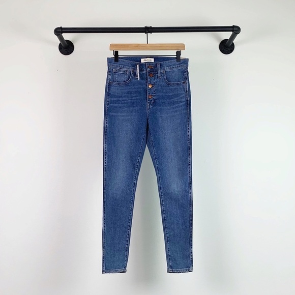 NWT Madewell 10” High Rise Skinny Jeans In Dewitt Wash: Button Front Tencel - Picture 5 of 8